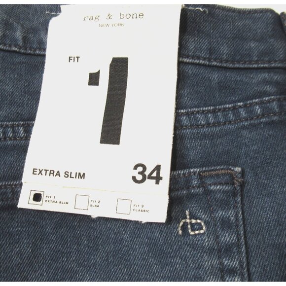 NWT Rag & Bone Fit 1 in Filmore Holes Destroyed Extra Slim Skinny Jeans 34 x 33 - Picture 6 of 11